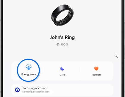 Energy score highlighted in the Galaxy Wearable app