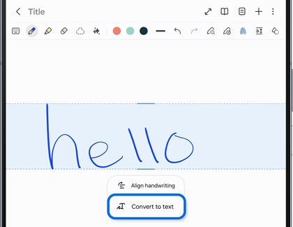 Convert to text highlighted in the Samsung Notes app