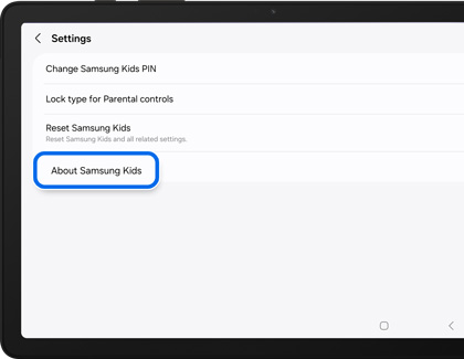 About Samsung Kids highlighted