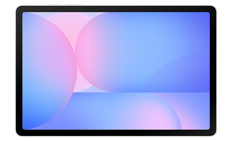 Front view of the Galaxy Tab S10 FE displaying a colorful gradient wallpaper.