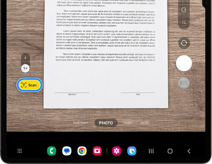 Scanning paper using the camera app on Galaxy Tab S9