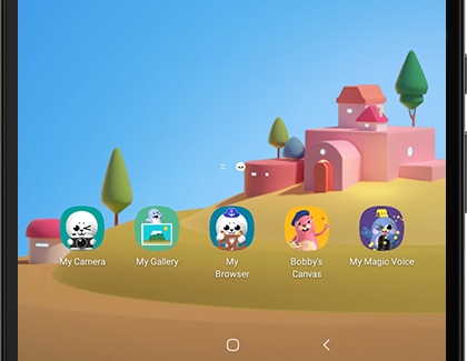 List of icons on the Samsung Kids home screen