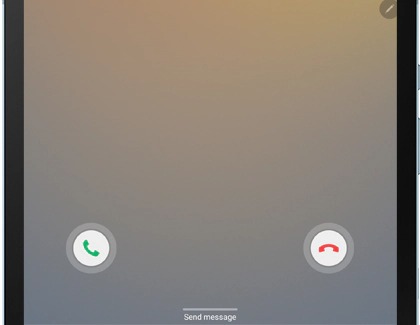 Incoming call with Answer, Hang up, and Send message options on a Galaxy tablet