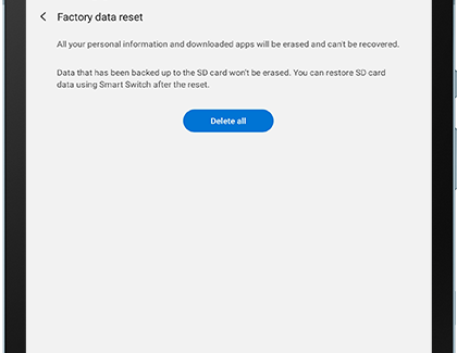 Factory data reset delete all on tablet