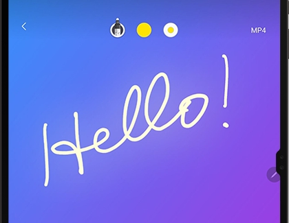 Hello written a colorful background on a Galaxy tablet