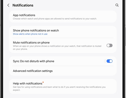 Notifications settings screen