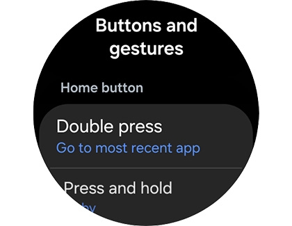 Buttons and gestures settings screen on a Galaxy Watch