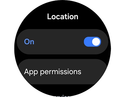 Location settings activated on a Galaxy watch