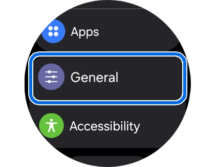 Settings menu with the General option highlighted.