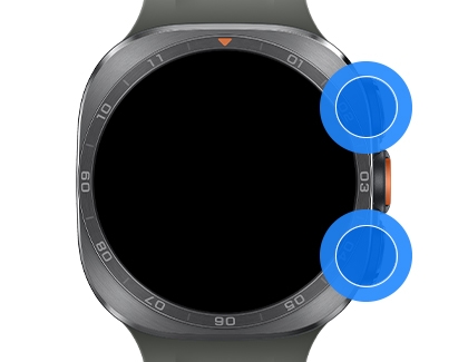 A Galaxy watch with both top and bottom side buttons highlighted.