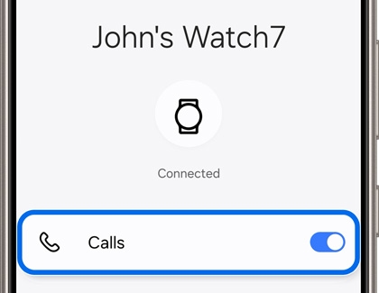 Calls option highlighted and enabled