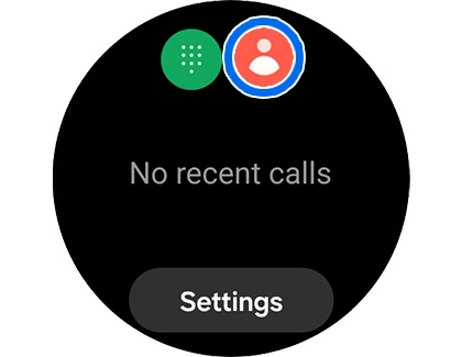 Contacts icon highlighted on a Galaxy Watch