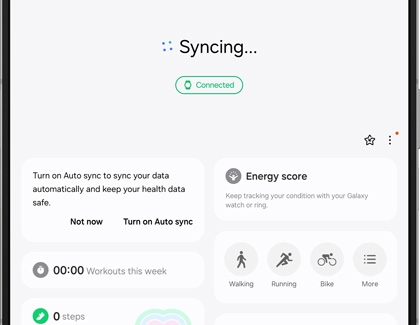 Samsung Health app syncing Galaxy Watch with Galaxy phone