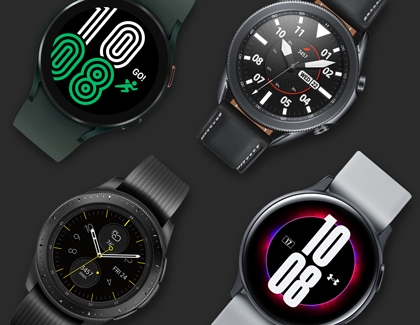 Assorted Galaxy watches that are compatible with iOS