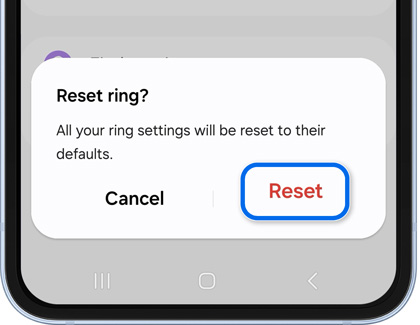 Reset highlighted in Reset ring prompt