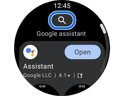 Search icon highlighted on a Galaxy watch