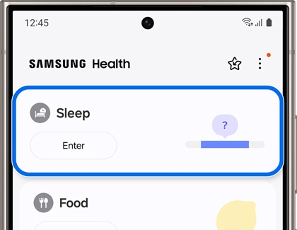 Sleep tab highlighted in the Samsung Health app