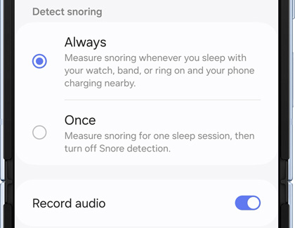 Always option selected in Detect snoring settings