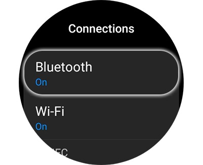 Bluetooth enabled in the Connections menu on a Galaxy Watch.