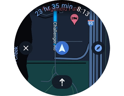 The GPS displaying directions on a Galaxy Watch.