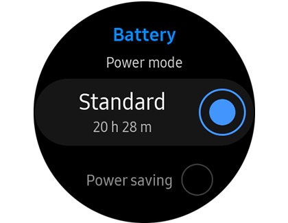 Standard Power mode selected in Battery settings on a Galaxy Watch