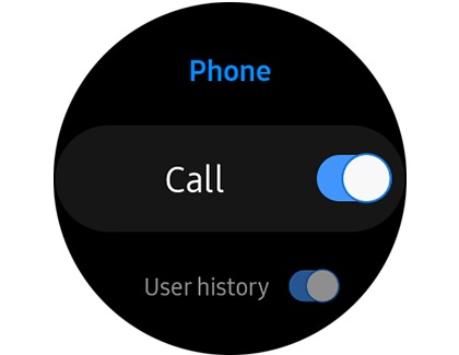 Galaxy Watch showing Permissions options for Phone app