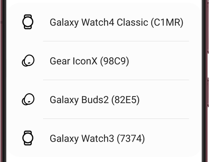 Gear IconX on a list of devices in the Galaxy Wearable app
