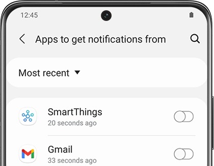 List of notifications with switches in the Galaxy Wearable app