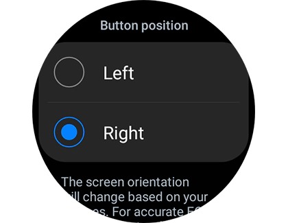 Right chosen under Button position on a Galaxy watch