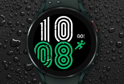 Galaxy Watch4 with water droplets