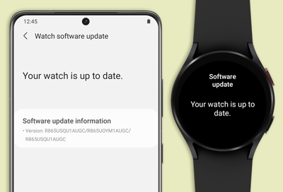 Download and install option in the Galaxy Wearable app and Galaxy Watch Active smart watch downloading the update