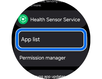 Apps menu screen with the App list option being selected.