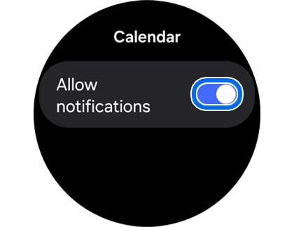 Allow notifications switch enabled on Galaxy Watch.