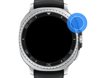 A Samsung Galaxy Watch with the Home key highlighted.