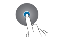 An illustration of a finger tapping the center of a circular screen.