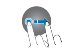 An illustration of a finger swiping to the right on a circular screen.