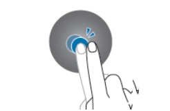 An illustration of a finger double tapping the center of a circular screen.