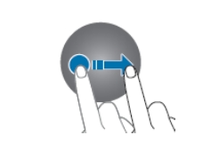 An illustration of a finger swiping to the right across a circular screen.