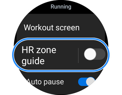 Galaxy Watch 6 Screen Focuses on HR zone guide Button in Personalized Heart Rate Zone