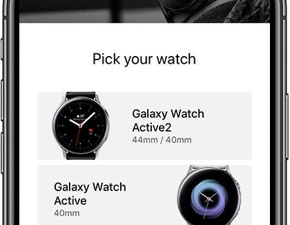 The Galaxy Watch app opened on an iPhone