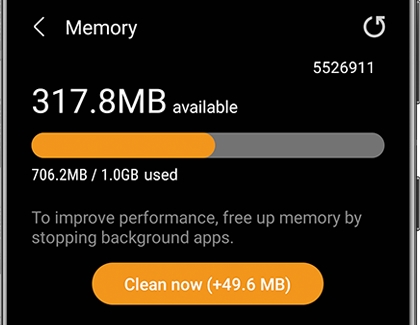 Memory settings in the Galaxy Wearable app