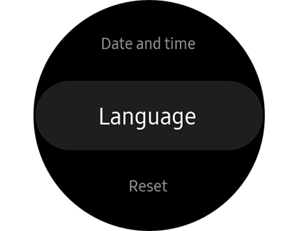 Language highlighted on a Samsung smart watch