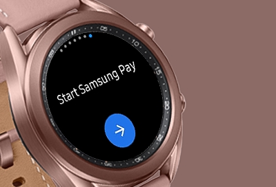 Galaxy Watch3 with Start Samsung Pay screen