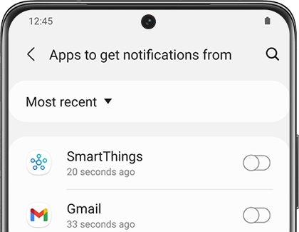 List of notifications with switches in the Galaxy Wearable app