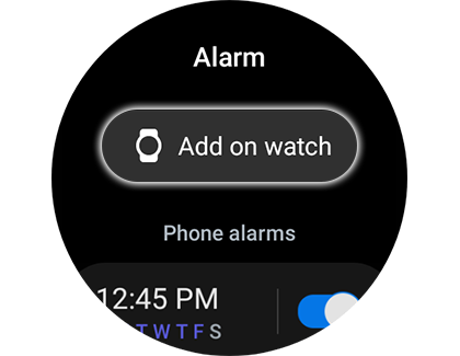 Add on watch highlighted with a Galaxy smart watch