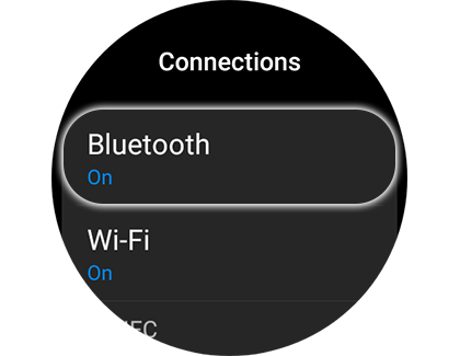 Bluetooth highlighted on a Samsung Galaxy Watch