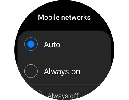 Mobile networks settings displayed on Samsung Galaxy Watch
