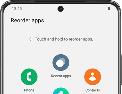 Reorder apps screen with app icons listed in the Galaxy Wearable app