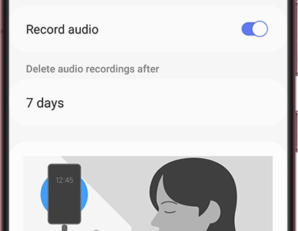 Record audio switched on with a Galaxy phone