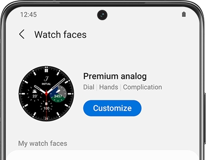 Customize button next to watch face in the Galaxy Wearable app
